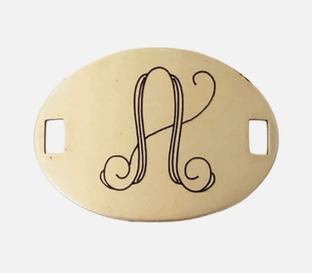 “A” Beaucoup Designs Jewelry The Laiton Collection Brass Initial Letter Charm